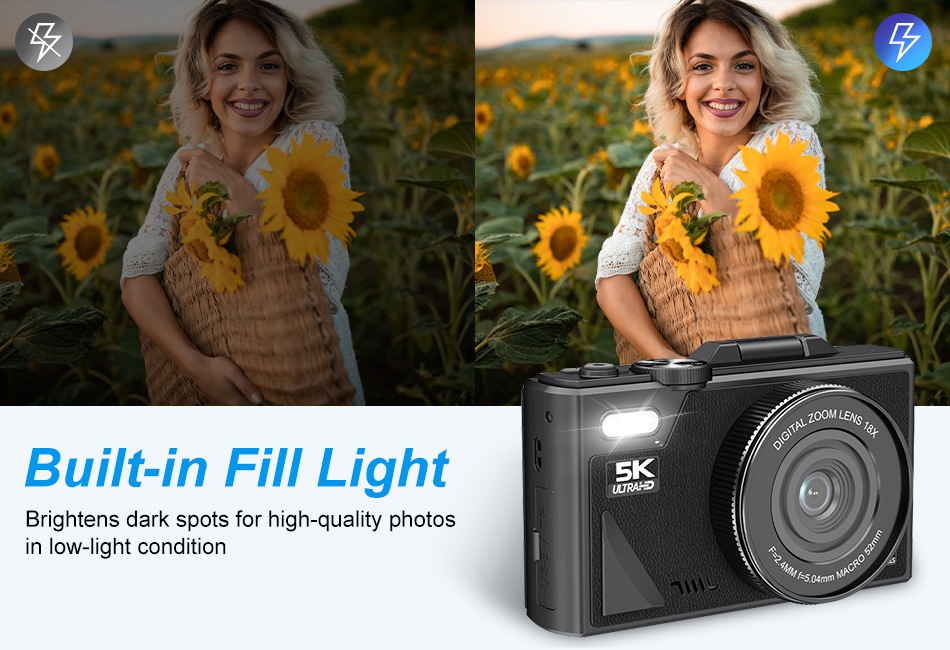 5K Digital Camera For Photography, 75MP 5K Ultra HD Video Camera With