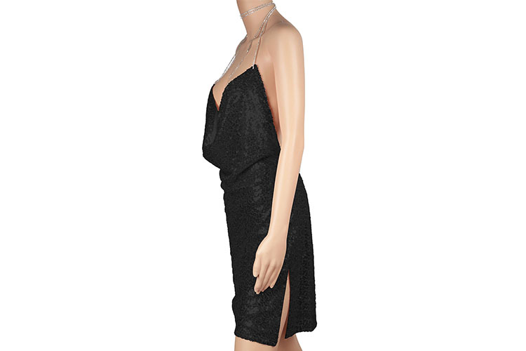 Women Chain Choker Bodycon Sleeveless Mini Dress Backless Sequins Slip Dress  | eBay